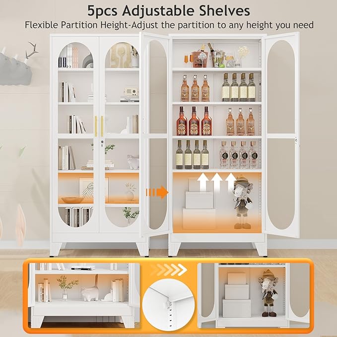 PAOFIN 75" H Locking Display Cabinet