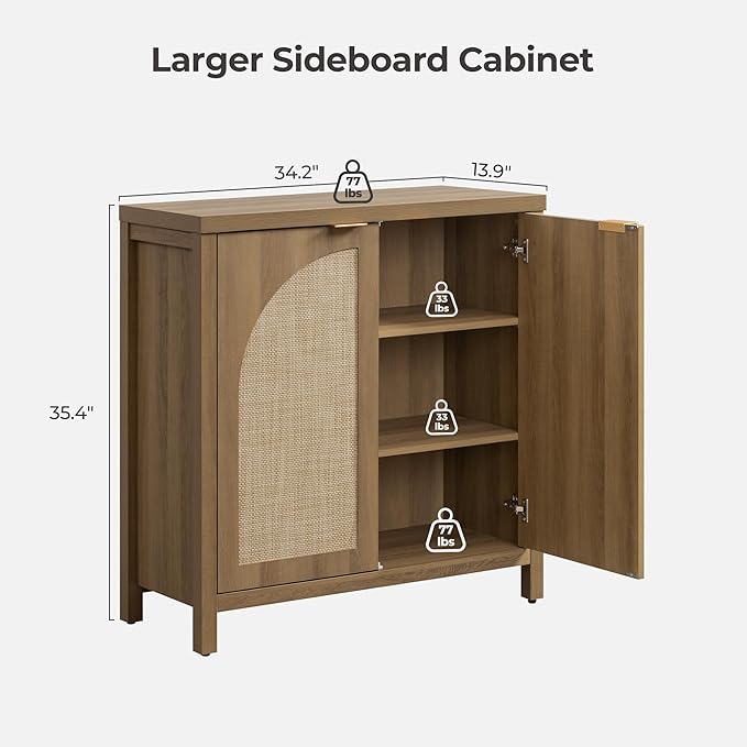 SICOTAS 102" W Rattan Sideboard Buffet Cabinet
