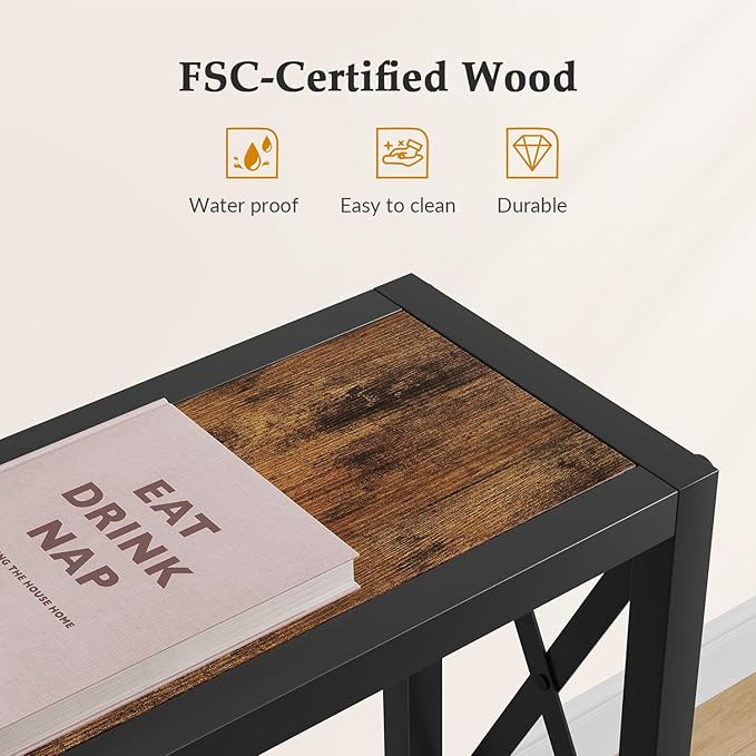 Gewudraw 41.8" Console Table, Narrow Behind The Couch Table