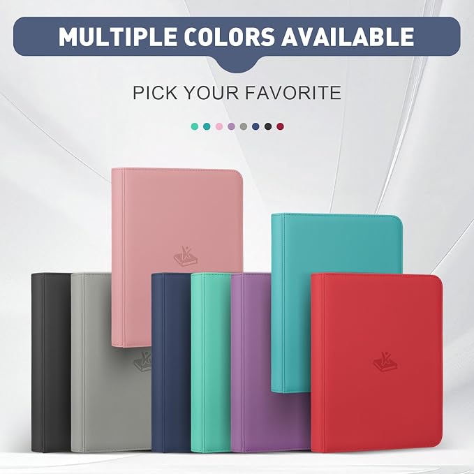Trading Card Binder 9 Pocket, 360 Pockets Double-Sided Card Album, Premium PU Leather Zipper Card Holder for MTG, TCG, Sports & Game Cards, Must-Have for Collectors（Navy Blue）