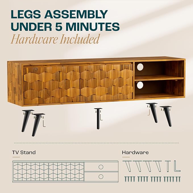 Bme Georgina Solid Wood, 10 Minutes Assembly Entertainment Center