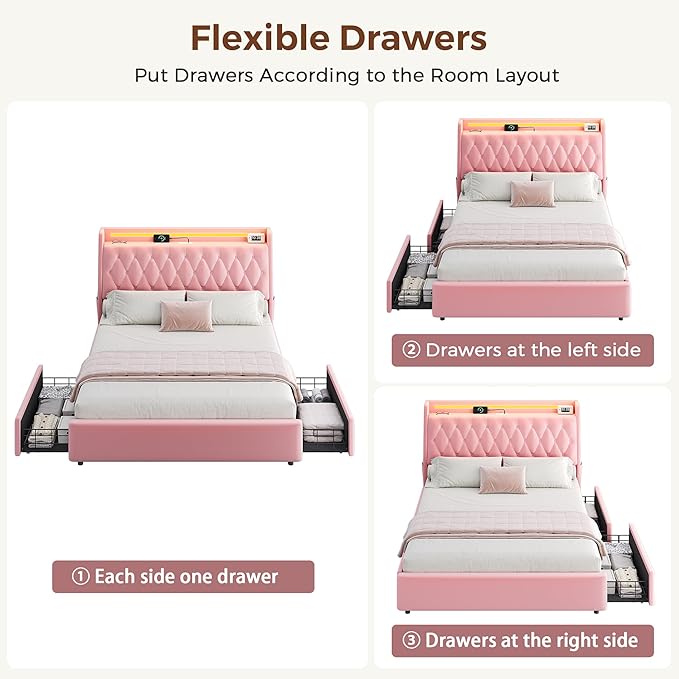 Queen LED Velvet Bed Frame