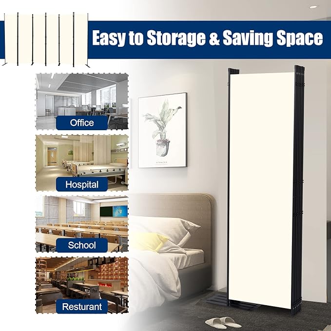 Room Divider 6FT Portable Room Dividers and Folding Privacy Screens, 6 Panel