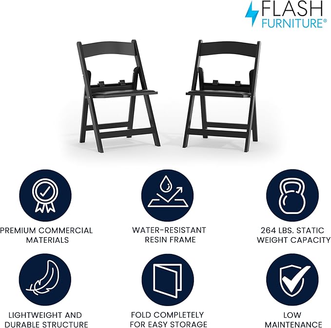 Flash Furniture Hercules Set of 2 Kids Black Resin Folding Chairs