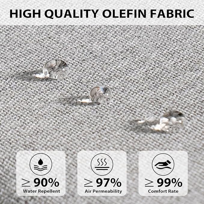 Sundale Outdoor Olefin Quilted Lounge Cushion Set of 4, Patio Foldable Chaise