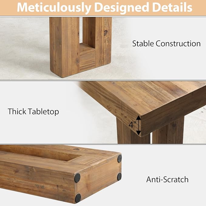 HOKYHOKY Reclaimed Solid Wood Console Table, Rectangular Couch Tables Behind