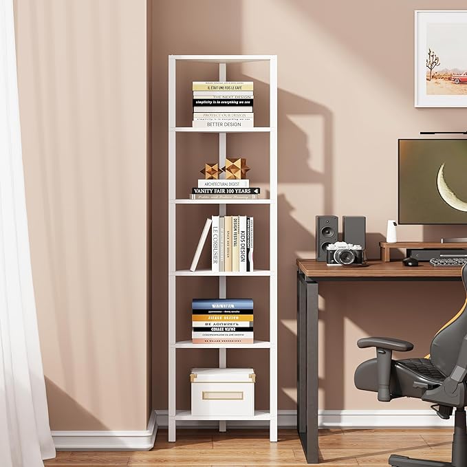 TUTOTAK 6-Tier Corner Bookshelf, Corner Shelf