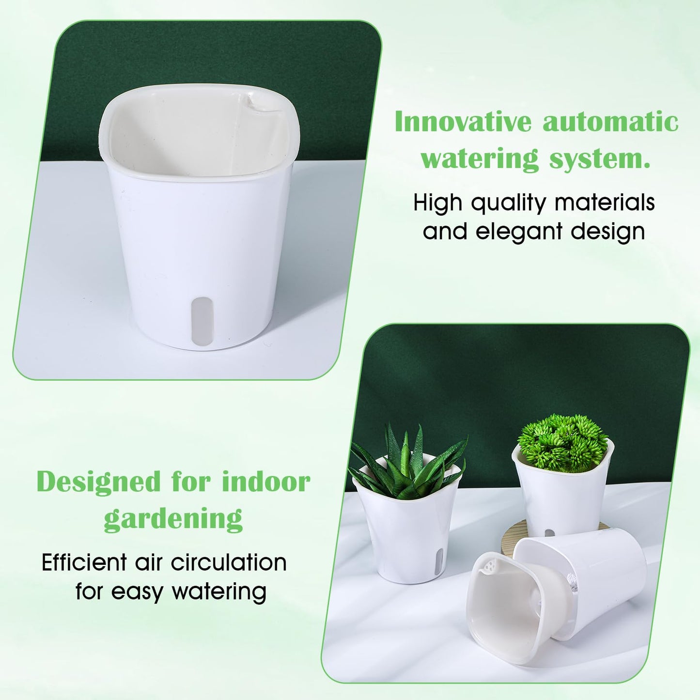 HekouJiub 20 Sets 3" Self Watering Pots, White Self Watering Planters for Indoor Plants, Small Plastic Self Watering Garden Pots with Level Indicator and Vents for House Plants, Flowers