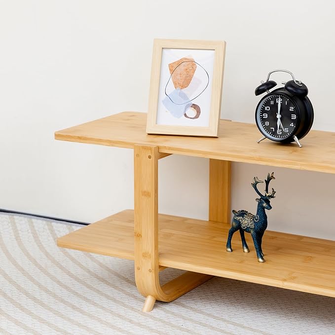 HollyHOME Bamboo TV Stand with Storage