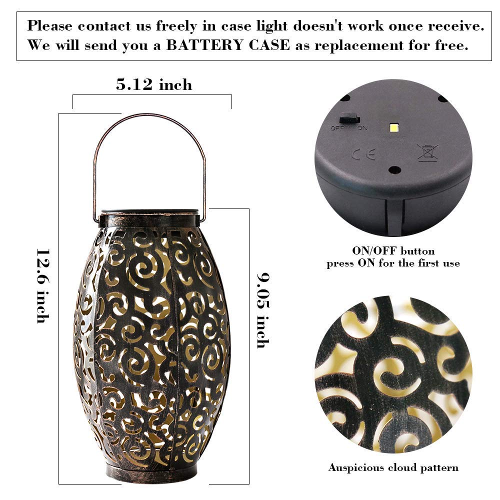 esgarden 2 Pack Upgraded 15 Lumens Outdoor Lanterns Gardening Gifts Patio Solar Lantern Hanging Powered Lights Waterproof Decorative Lamp Tabletop Decor Outside Decorations Table Christmas Gift Bronze
