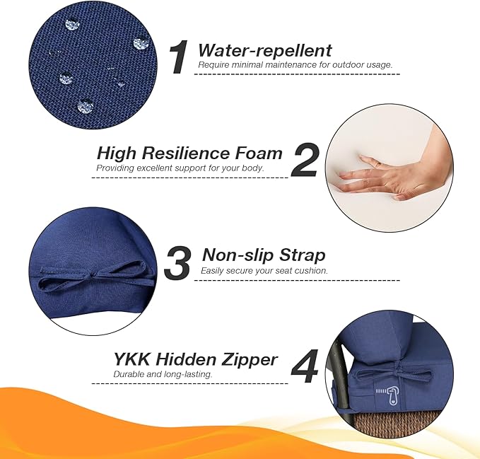 Unimatta Outdoor High Back Chair Cushion Seat Pads, 44 x 21 Inch