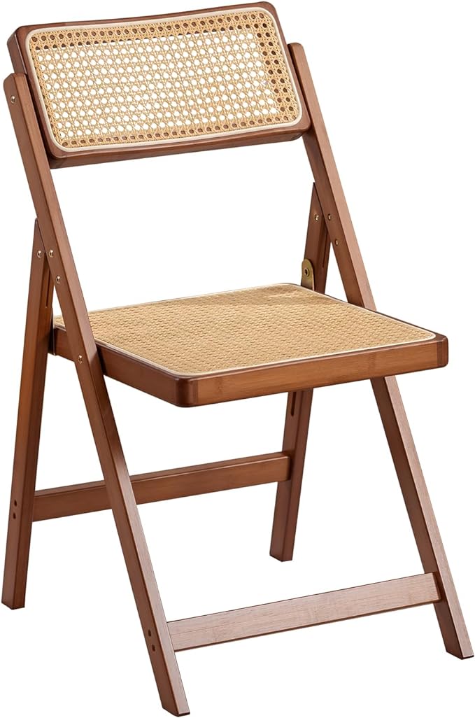 Furlide Rattan Folding Chair, Modern Mid Century Dining Chairs Set of 1