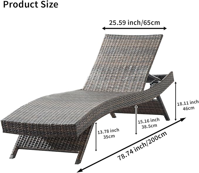 Outdoor Chaise Lounge Chairs + Coffee Table Set of 3