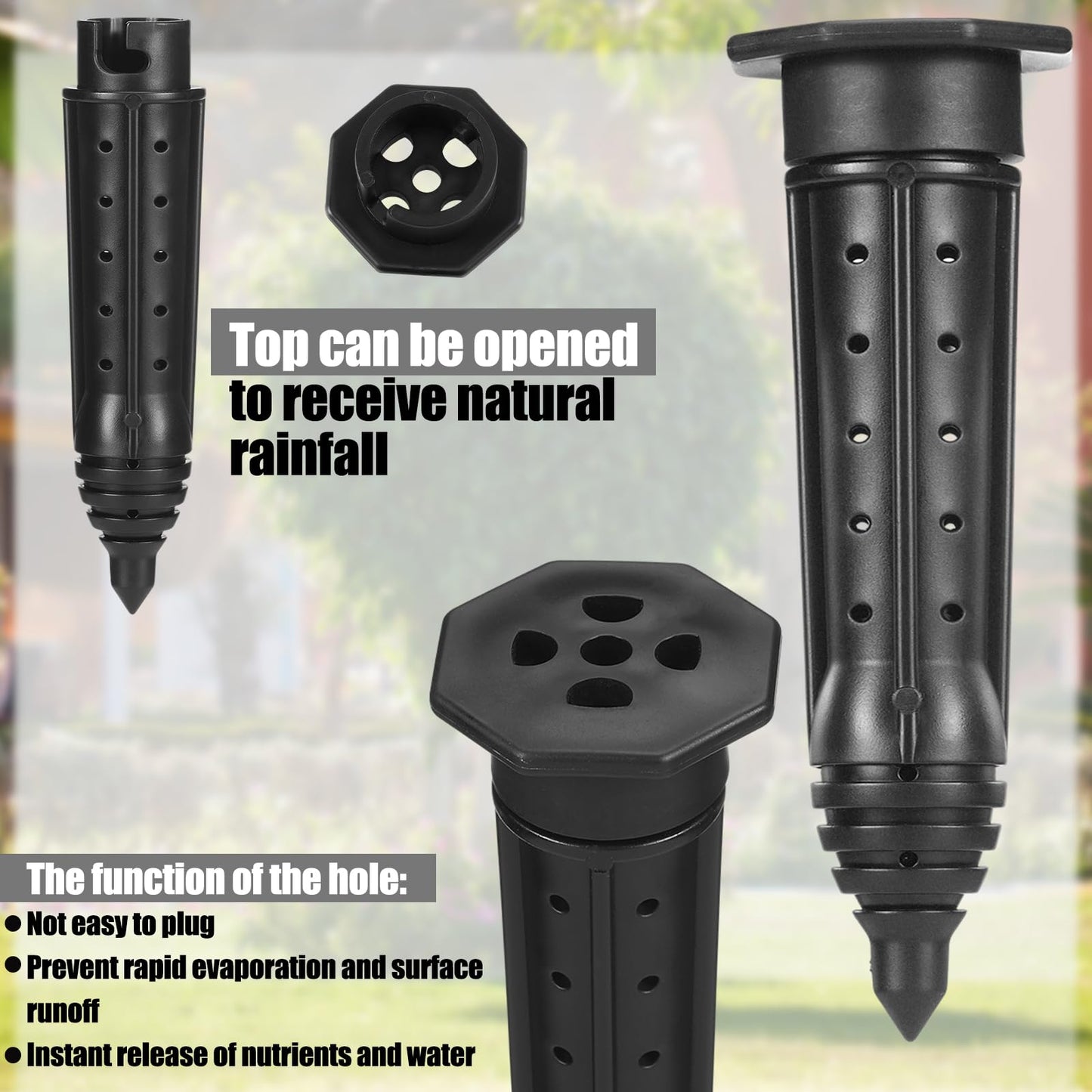 Briwooody 3 Pack Garden Watering Stake Large UV-Protected ABS Plastic Deep Root Irrigation Spike for Trees, Shrubs, Bushes, Shrubs, Flowers, Fruits, Vegetables, Potted Plants (8 Inch)