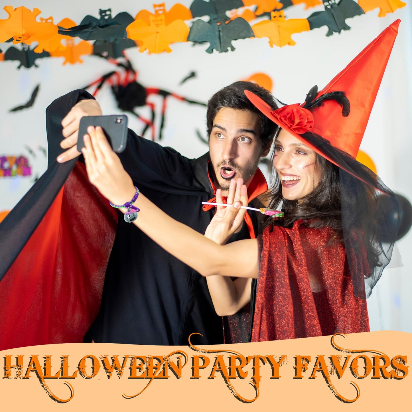 Capoda 32 Pcs Halloween Party Favor Zipper Bracelets Bulk Trick or Treat Bracelets Halloween Zipper Wristbands for Prizes & Handouts, Goodie Bag Fillers supplies