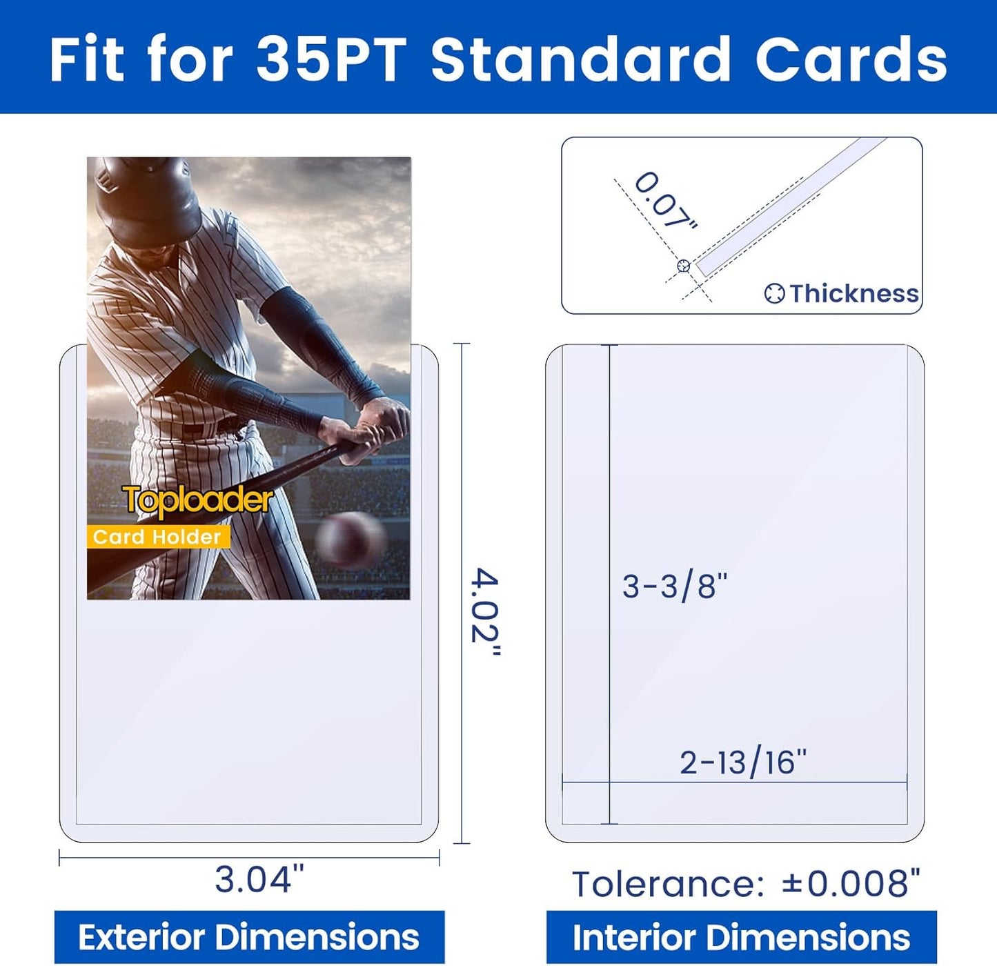 600 Card Sleeves Top Loaders for Cards, Sooez Premium 35PT 3"X4" Baseball Card Protectors Hard Plastic Top loaders, Card Holder, Trading Sports Football Game Cards(100 Toploaders + 500 Penny Sleeves)