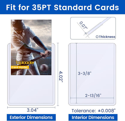 77 Card Sleeves Top Loaders for Cards, Sooez Premium 3" x 4" Baseball Card Protectors, Hard Plastic Trading Card Sleeve, Cards Holder for Baseball, Football Sports (27 Toploaders + 50 Penny Sleeves)