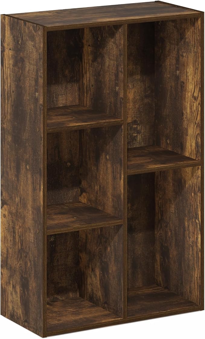 Furinno LUDER Book Shelf, 5-Cube Bookshelf, Open Storage Shelf Bookcase