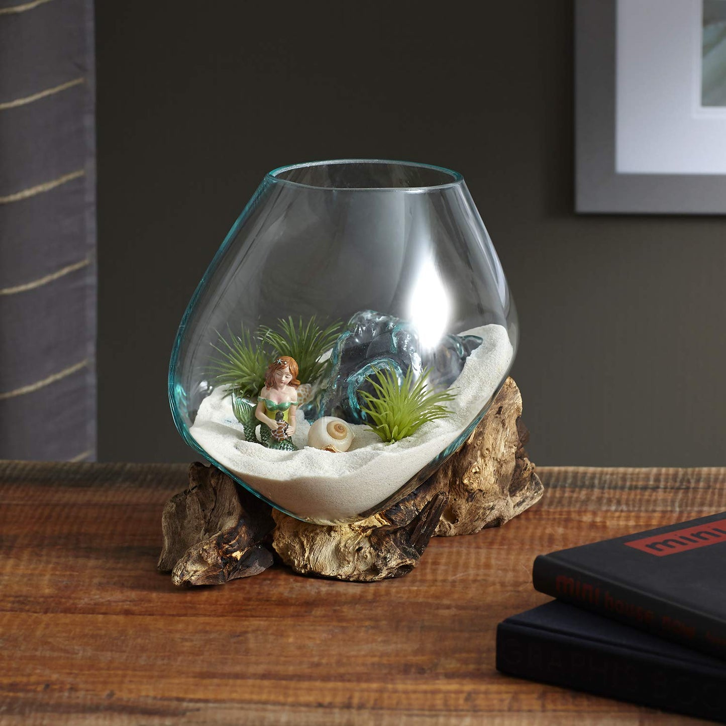 Cohasset Gifts Cohasset Molten Sculpture, Approximately 8" Wide, Natural Wood and Recycled Glass (650-20)