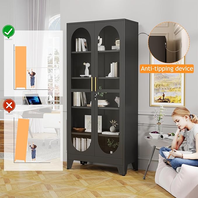 PAOFIN 71" H Locking Display Cabinet