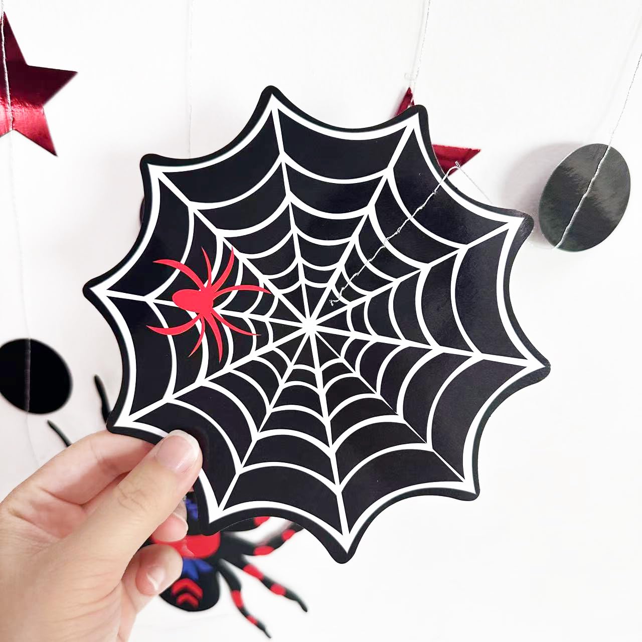 42Ft Spider 3rd Birthday Party Decorations Red Blue Stars and Black Spider Web Garland Streamer for Kids Boys 3rd Cartoon Spiders Birthday Super Heros Baby Shower Cartoon Bday Party Decor Supplies