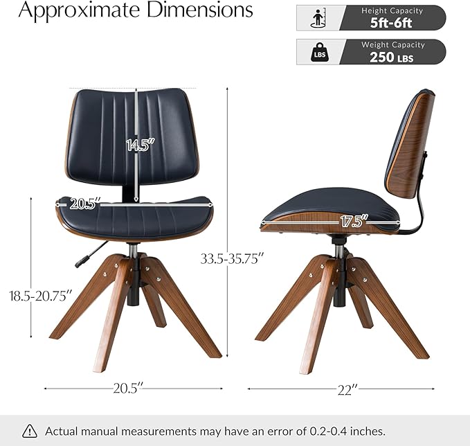 HULALA HOME Faux Leather Home Office Chair