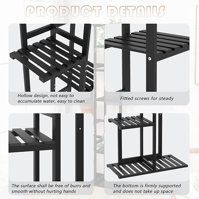 Laiensia Bamboo Plant Stand Rack 6 Tier, Indoor&Outdoor Planter Display Shelves