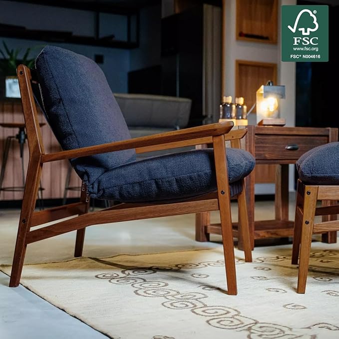 Grain Wood Furniture Solid Wood Mid Century Lounge Chair
