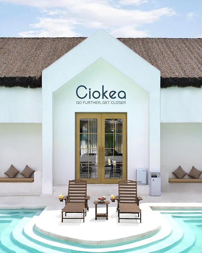 Ciokea Outdoor Chaise Lounge Chair Set of 2, Patio Lounge Chairs