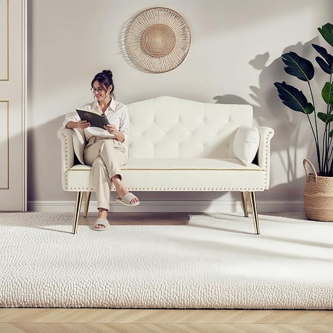 oaaktu Small Velvet Loveseat Sofa