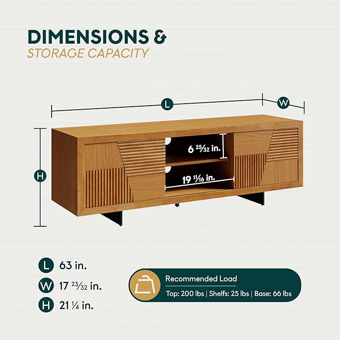 Bme Trapeze TV Stand for Living Room – Wooden Media Console