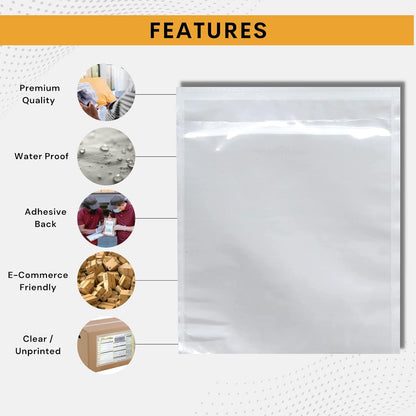 1000 Pack 7"x10" Shipping Label Sleeves – Clear Self-Adhesive Packing Slip Pouches, Waterproof Packing List Envelopes – Ideal for Shipping Documents, Mailing Labels, Invoices & Packing Slips