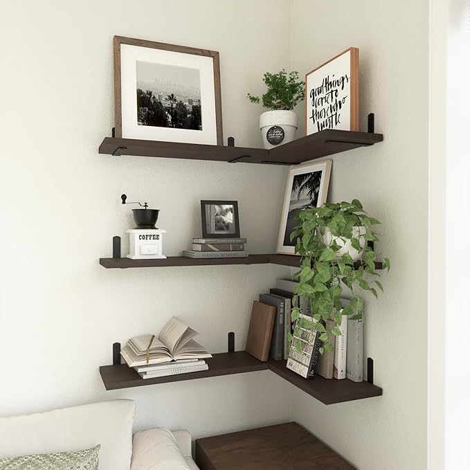 WOPITUES Wood Floating Shelves Set of 6, Shelves