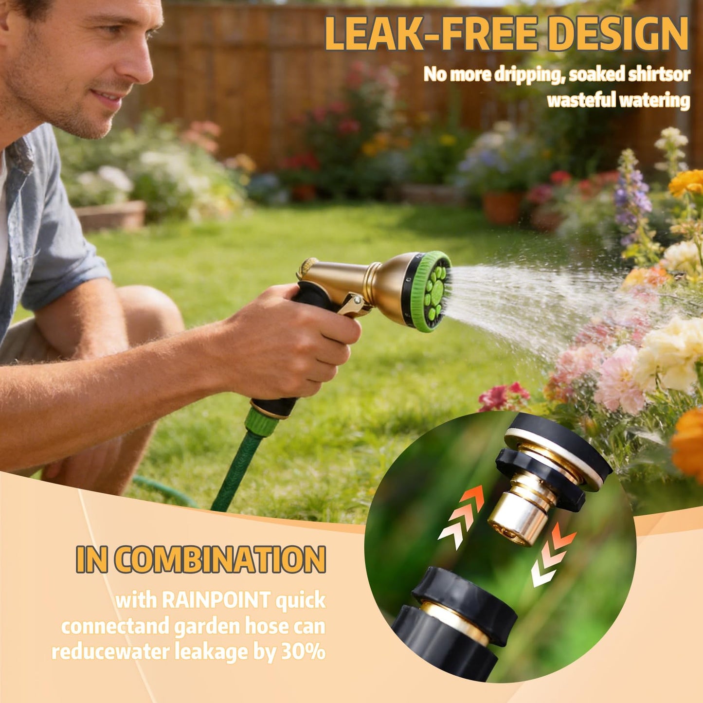 Livoanah High Pressure Hose Sprayer - Heavy Duty Metal Garden Hose Nozzle with 9 Adjustable Spray Patterns, Water Spray Nozzle for Watering Plants, Lawn Care, Car Wash & Pet Cleaning (green)