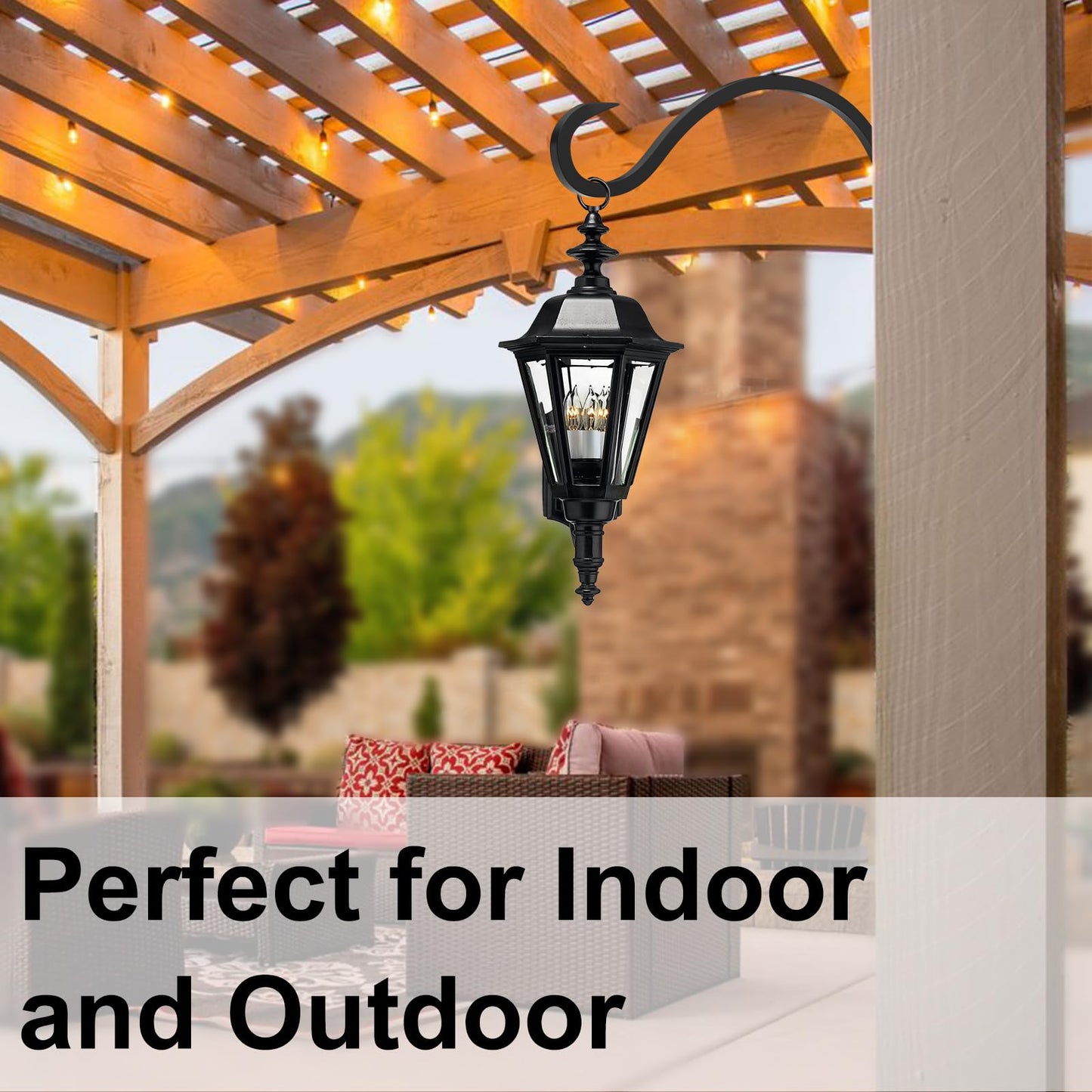 12 Inch Heavy Duty Plant Hanger Wall Hook 2 Pack - Black Iron Hanging Plant Bracket Holds 44 lbs - Rust Resistant Indoor Outdoor Hooks for Bird Feeders Lanterns Wind Chimes Hanging Baskets with Screws
