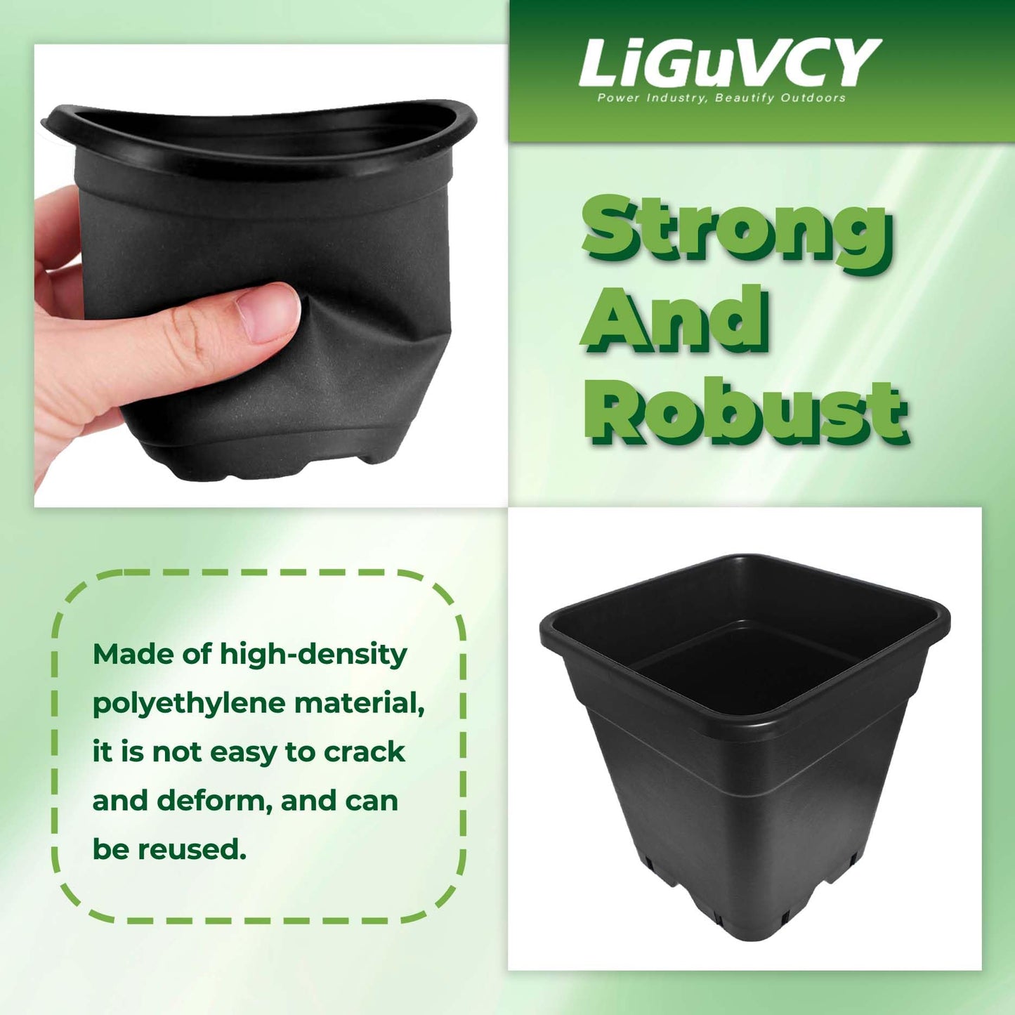 LiGuVCY Plant Pots Flower Pot 10-Pack 2 Gallon Planter Nursery Pot Garden Seedling Planters Containers Plastic Injection Molded Pots with Drainage Holes for Outdoor Indoor Plants Vegetables, Black