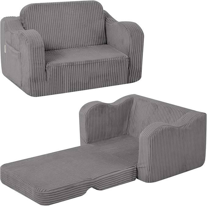 MeMoreCool Toddler Chair Comfy for 1-3 Years Old, Corduroy Kids Couch Bed Fold