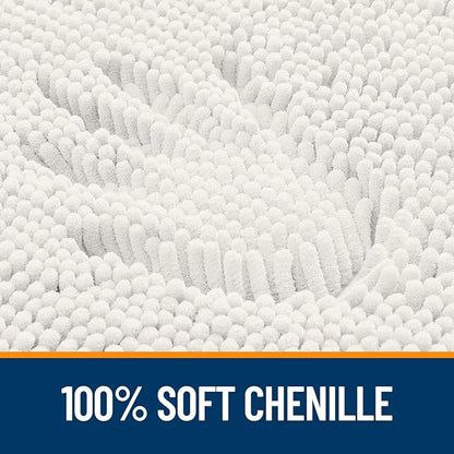 OLANLY Bathroom Rugs 34x21, Extra Soft Absorbent Chenille Bath Rugs, Rubber Backing Quick Dry, Machine Washable Bath Mats for Bathroom Floor, Tub and Shower, Home Decor Accessories, Ivory