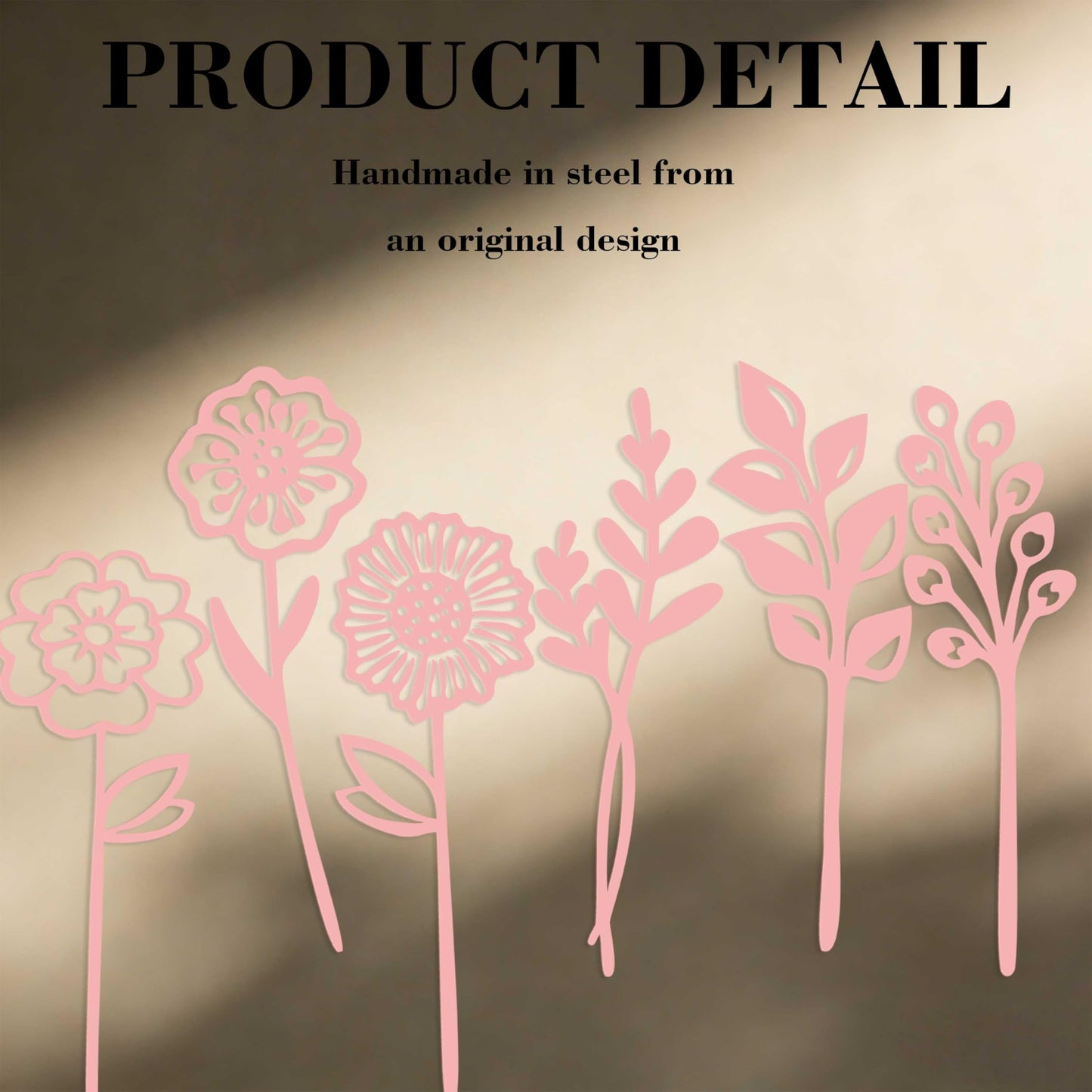 LumDecor Pink Metal Flowers Set of 6, Decorative Garden Outdoor Plant Stakes for Yard Art, Metal Garden Art Flower Bed Decor, Pink Flower Yard Sculptures for Pots Vase Garden Lawn and Patio