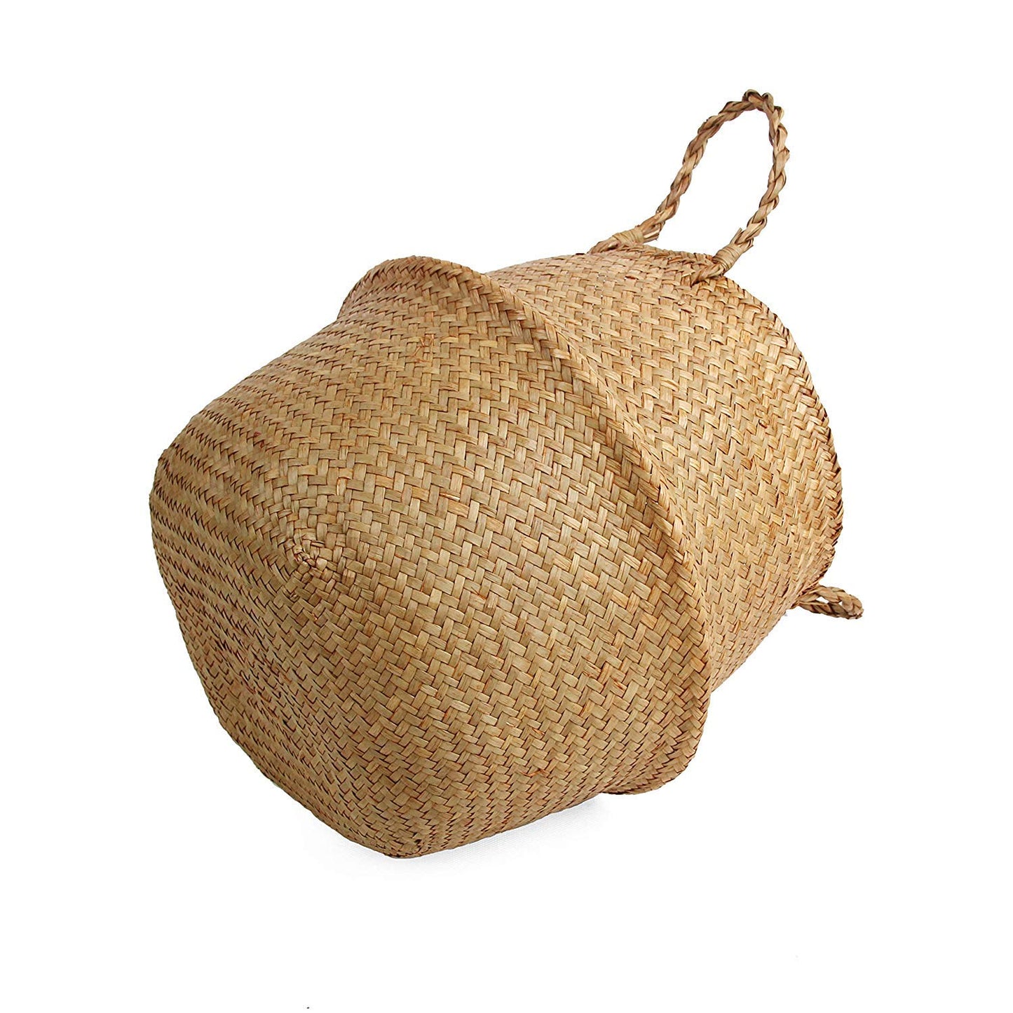 BlueMake Woven Seagrass Belly Basket for Storage Plant Pot and Laundry, Picnic and Grocery Basket (Medium, Original)