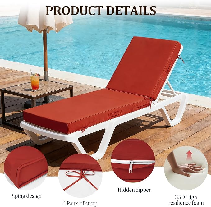 80x26x4in Lounge Cushions for Outdoor Furniture, Outdoor Lounge Chair Cushions