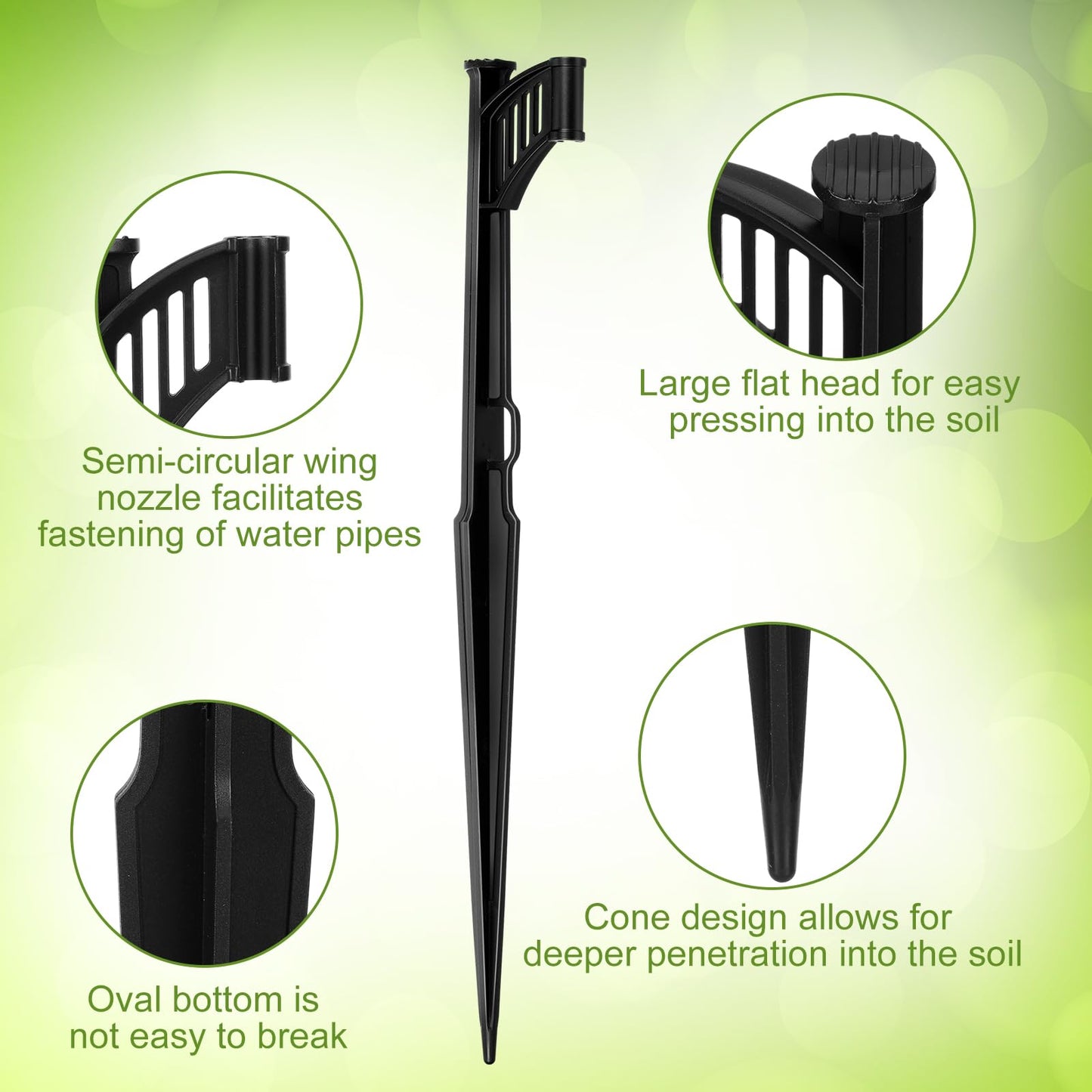 GlikCeil 100 Pcs 12.8" Irrigation Drip Support Stakes 1/4 Inch Tubing Hose Holder Adjustable Riser Drip Lines Ground Stakes for Micro Sprinkler Gardens Irrigation Supplies