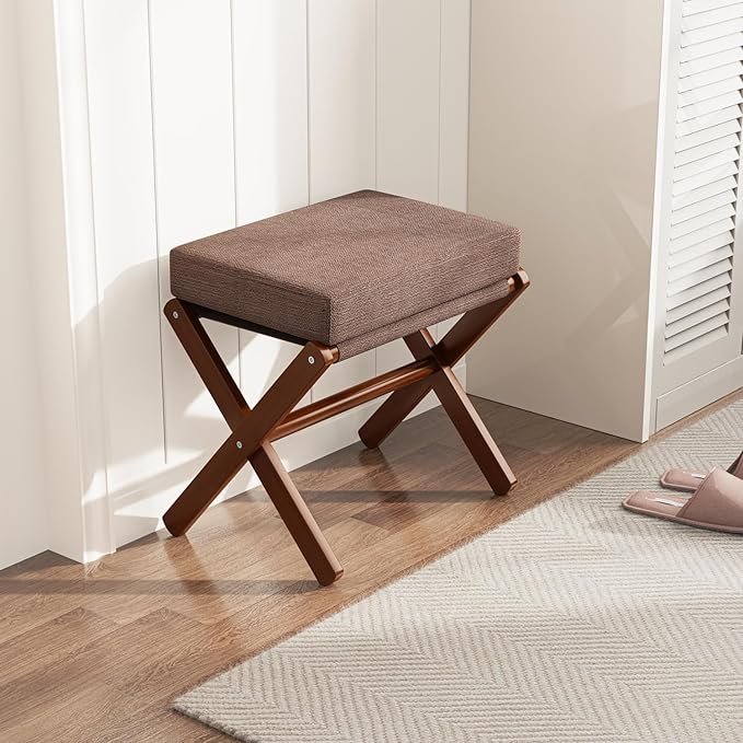 BAMBOOHOMIE Foldable Foot Stool Ottoman, Modern Foot Rest