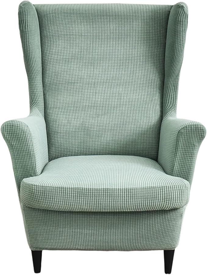 HAOYONG Jacquard Wingback Chair Cover Thickening Wing Armchair Covers Set of 2
