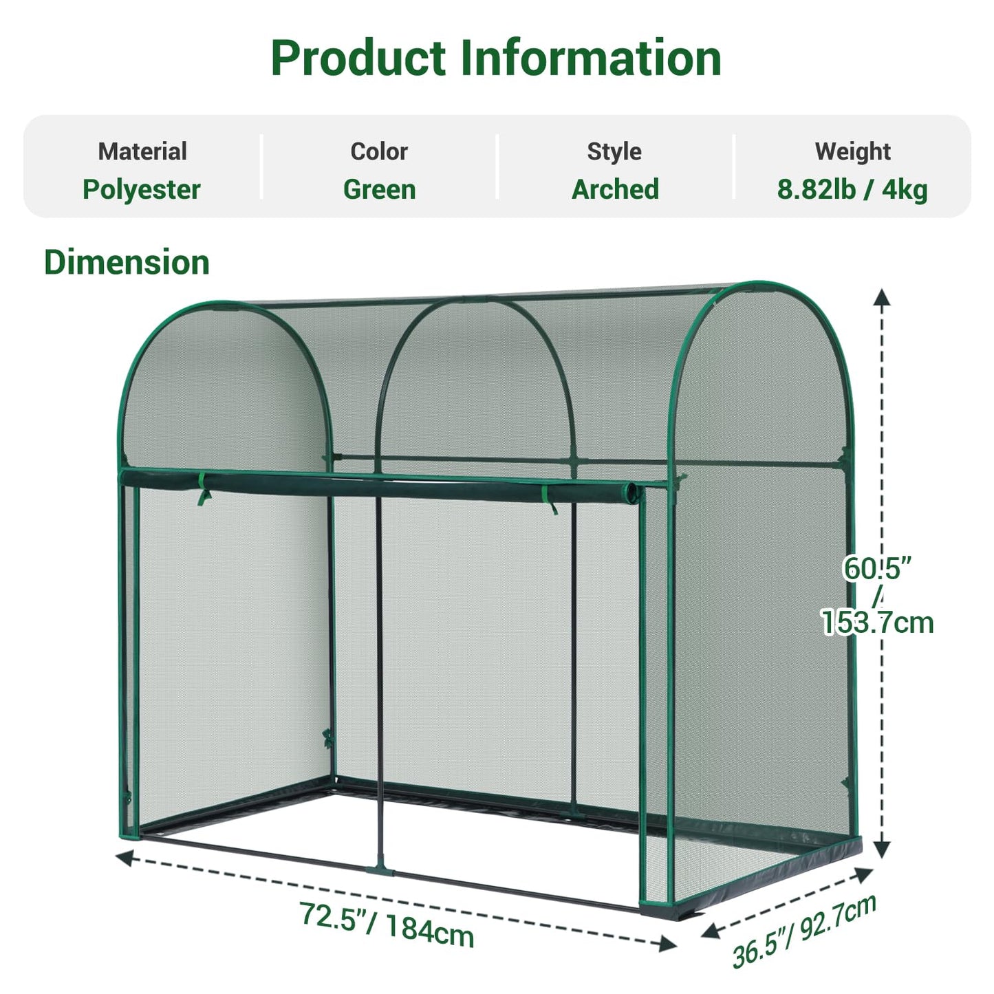 Ohuhu Crop Cages for Garden Plant: 6x3x5 Ft Tent Cage, Plant Netting Cover with Zipper, Garden Bed Cover, Plant Cover from Animal Wind-Resistant Garden Cage for Fruit Vegetable Flower