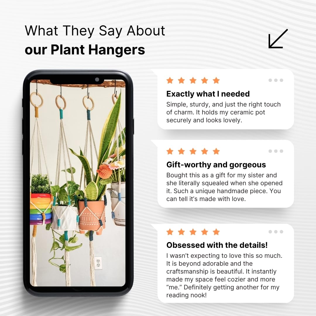 Handmade By Uruba Color Block Plant Hangers (Cozy Oasis)
