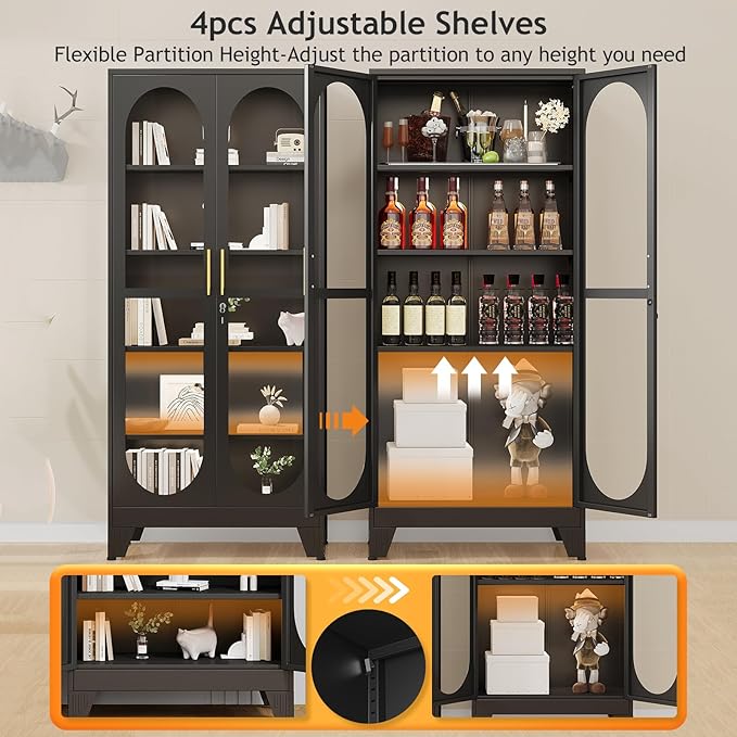 PAOFIN 71" H Locking Display Cabinet