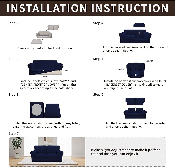 Easy-Going 5 Pieces Stretch Loveseat Cover Washable Loveseat Slipcover Set