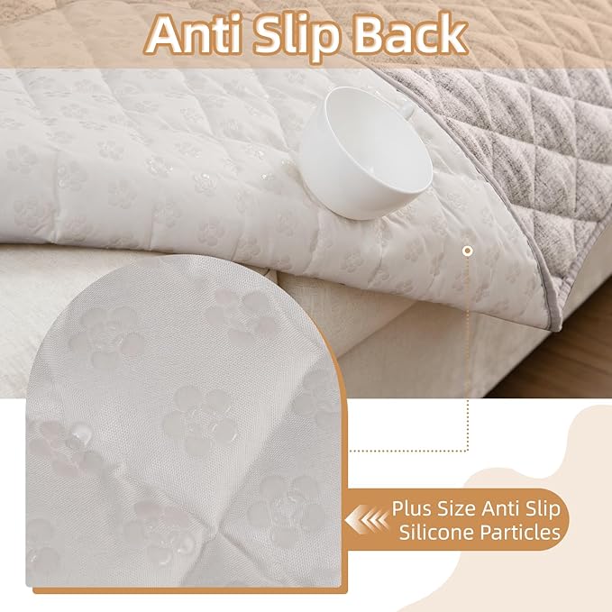 Dog Couch Cover for Sofa 100% Waterproof Faux Linen Sofa Covers for 3 Cushion