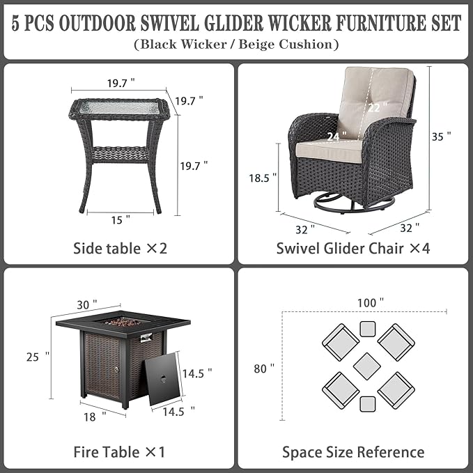 Belord 7 Piece Wicker Patio Furniture Set